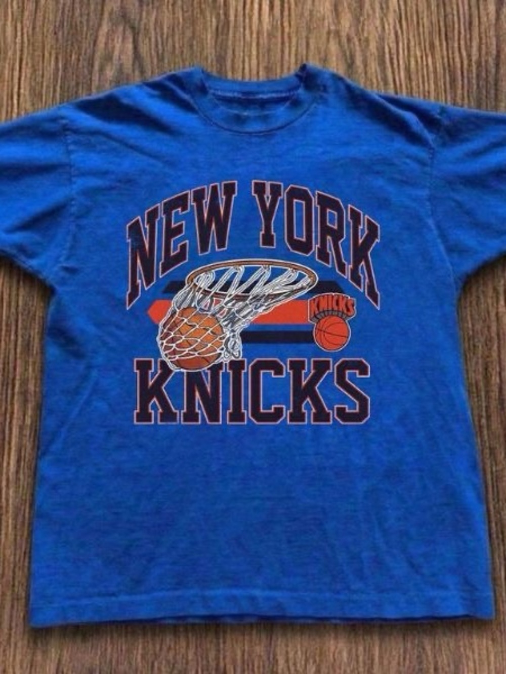Royal New York Knicks Basketball Cotton Graphic T-Shirt